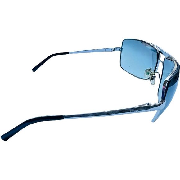 SALVATORE FERRAGAMO Sunglasses Silver Metal Frame Aviator Blue Tint Lenses EUC main image 8